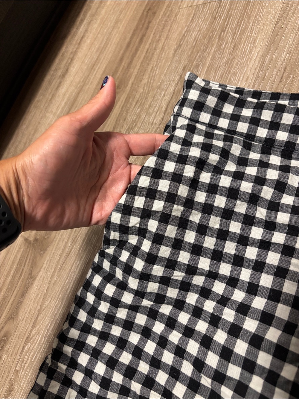Madewell Mini Gingham Skort Size 14 Black and White Preppy Punk Wool Blend - Picture 3 of 7